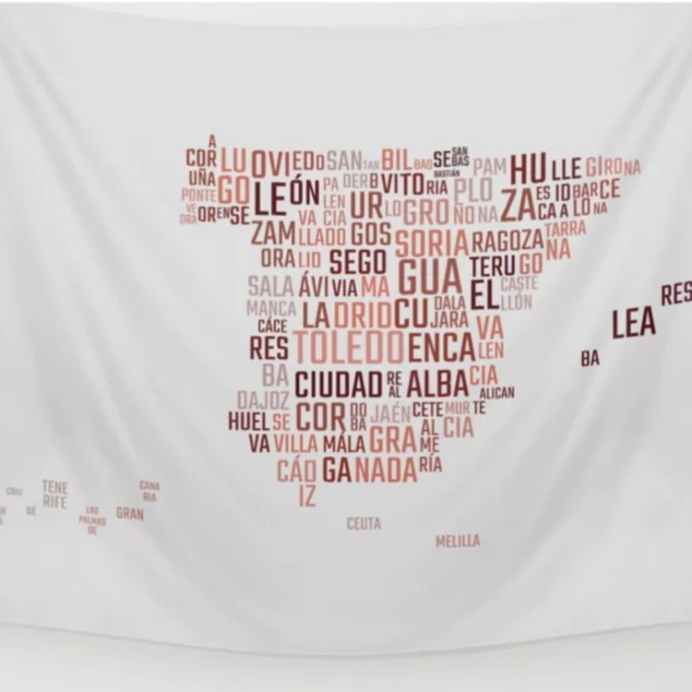 Cities of Spain Map Wall Tapestry
